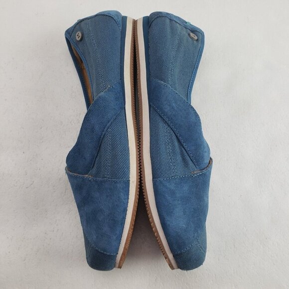 Mozo Sport Suede Canvas Flat Womens 10.5 Blue Slip On Comfort Non Slip Shoe - Picture 5 of 11
